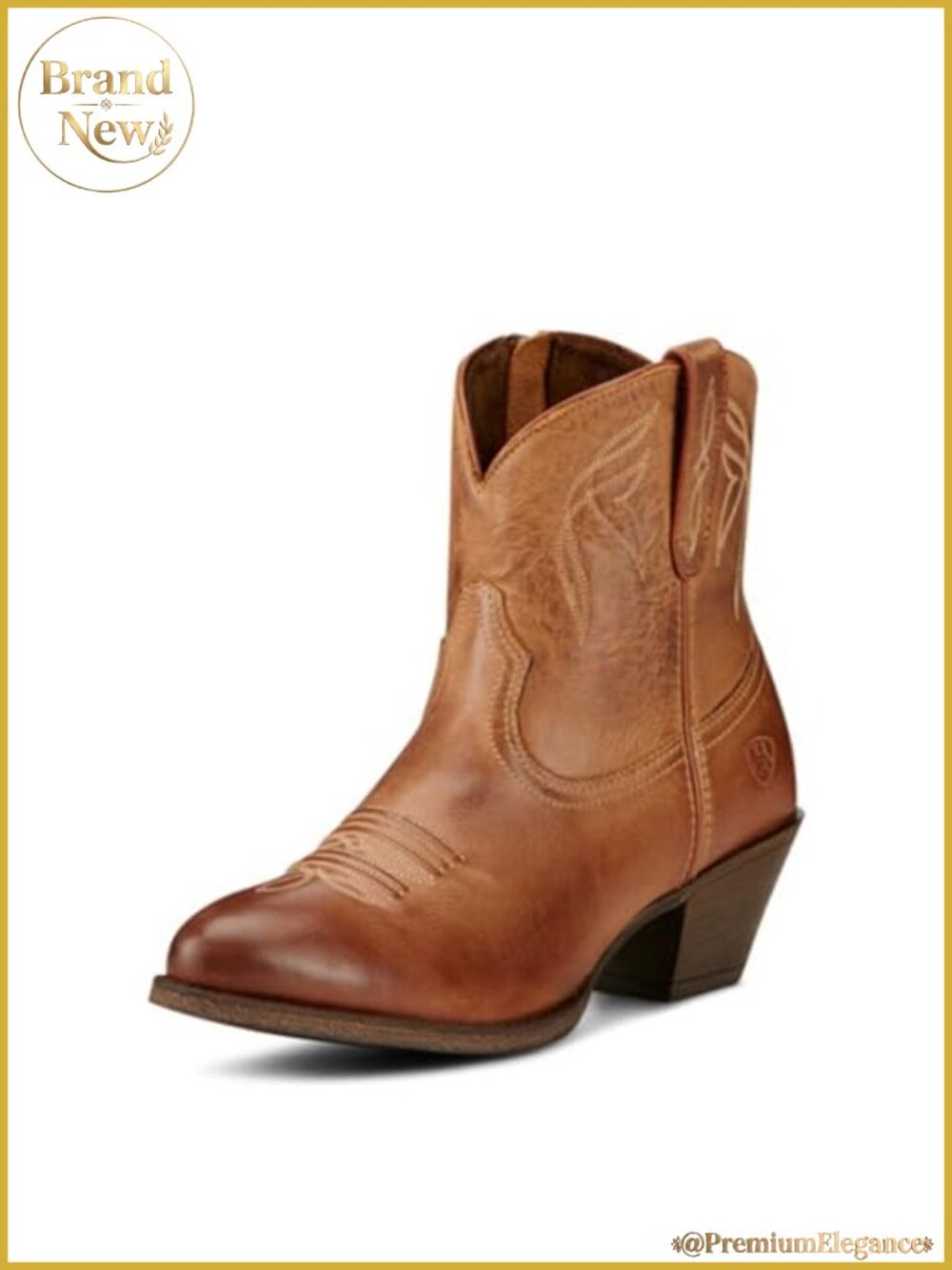 Western Boot Full Grain Leather Mid Calf Block Heel